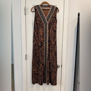 Soft Surroundings Brown and Black V-Neck Maxi Dress